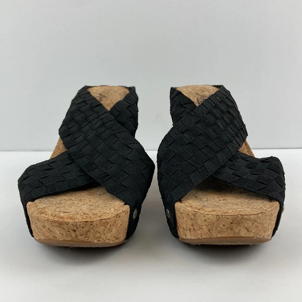 Lucky Brand Women’s Black Strap Cork Platform Sandals sz 7.5